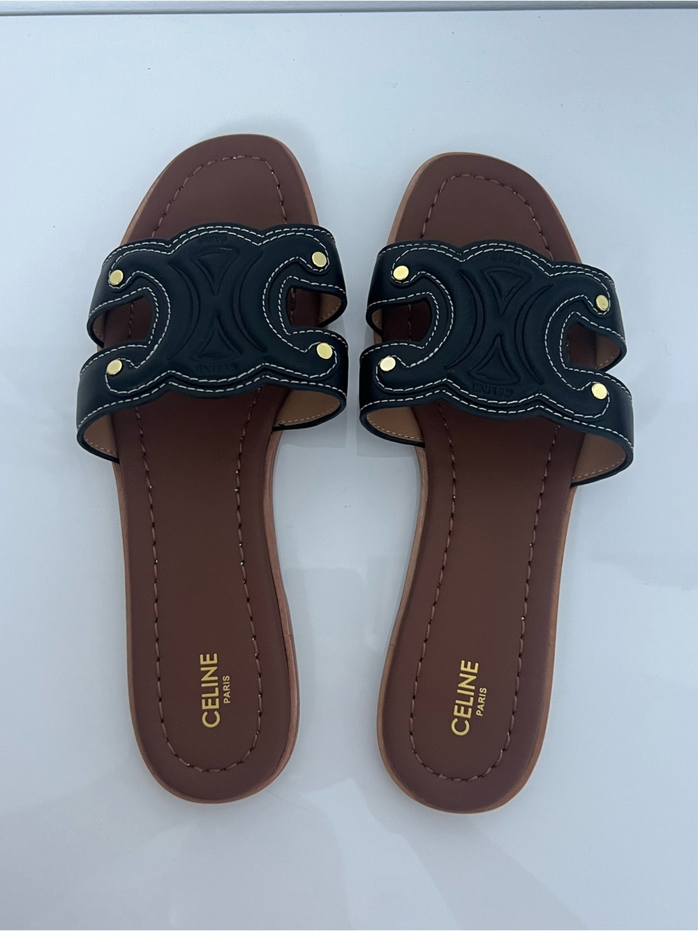 Celine Marina Mule in Black Leather Slide Sandals size 40